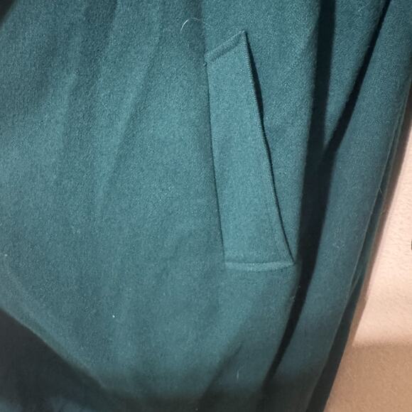 Vintage Portrait 100% Wool Coat Forest Green Sz 14 Petite Long belted FLAWS - Picture 5 of 15